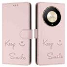 For Honor Magic6 Lite 5G Global Smile Embossing RFID Leather Phone Case(Pink) - 3