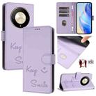 For Honor Magic6 Lite 5G Global Smile Embossing RFID Leather Phone Case(Light Purple) - 1