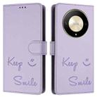 For Honor Magic6 Lite 5G Global Smile Embossing RFID Leather Phone Case(Light Purple) - 3