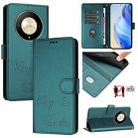 For Honor X9b 5G Global Smile Embossing RFID Leather Phone Case(Peacock Green) - 1