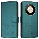 For Honor X9b 5G Global Smile Embossing RFID Leather Phone Case(Peacock Green) - 3