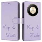 For Honor X9b 5G Global Smile Embossing RFID Leather Phone Case(Light Purple) - 3