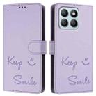 For Honor X6a 4G Smile Embossing RFID Leather Phone Case(Light Purple) - 3