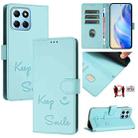 For Honor 70 Lite 5G Global/X6s 4G Global Smile Embossing RFID Leather Phone Case(Mint Green) - 1