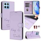 For Honor 70 Lite 5G Global/X6s 4G Global Smile Embossing RFID Leather Phone Case(Light Purple) - 1