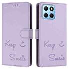 For Honor 70 Lite 5G Global/X6s 4G Global Smile Embossing RFID Leather Phone Case(Light Purple) - 3