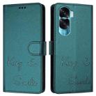 For Honor 90 Lite 5G/X50i 5G Smile Embossing RFID Leather Phone Case(Peacock Green) - 3