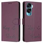 For Honor 90 Lite 5G/X50i 5G Smile Embossing RFID Leather Phone Case(Violet) - 3