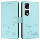 For Honor 90 Pro 5G Smile Embossing RFID Leather Phone Case(Mint Green) - 3