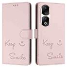 For Honor 90 Pro 5G Smile Embossing RFID Leather Phone Case(Pink) - 3