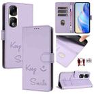 For Honor 90 Pro 5G Smile Embossing RFID Leather Phone Case(Light Purple) - 1