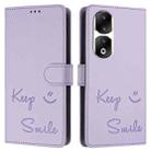 For Honor 90 Pro 5G Smile Embossing RFID Leather Phone Case(Light Purple) - 3