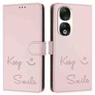 For Honor 90 5G Smile Embossing RFID Leather Phone Case(Pink) - 3