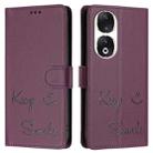 For Honor 90 5G Smile Embossing RFID Leather Phone Case(Violet) - 3