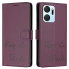 For Honor X7a 4G/Play7T 5G Smile Embossing RFID Leather Phone Case(Violet) - 3