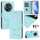 For Honor Magic5 Pro Smile Embossing RFID Leather Phone Case(Mint Green) - 1