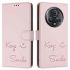 For Honor Magic5 Pro Smile Embossing RFID Leather Phone Case(Pink) - 3