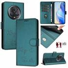 For Honor Magic5 Pro Smile Embossing RFID Leather Phone Case(Peacock Green) - 1