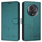 For Honor Magic5 Pro Smile Embossing RFID Leather Phone Case(Peacock Green) - 3