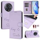 For Honor Magic5 Pro Smile Embossing RFID Leather Phone Case(Light Purple) - 1