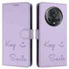 For Honor Magic5 Pro Smile Embossing RFID Leather Phone Case(Light Purple) - 3