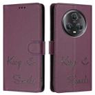 For Honor Magic5 Pro Smile Embossing RFID Leather Phone Case(Violet) - 3