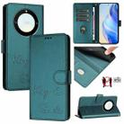 For Honor X40 5G/X9a 5G/Magic5 Lite Smile Embossing RFID Leather Phone Case(Peacock Green) - 1