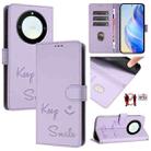 For Honor X40 5G/X9a 5G/Magic5 Lite Smile Embossing RFID Leather Phone Case(Light Purple) - 1