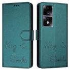 For Honor 80 GT 5G Smile Embossing RFID Leather Phone Case(Peacock Green) - 3