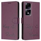 For Honor 80 GT 5G Smile Embossing RFID Leather Phone Case(Violet) - 3