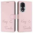 For Honor 80 5G Smile Embossing RFID Leather Phone Case(Pink) - 3