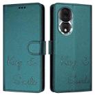 For Honor 80 5G Smile Embossing RFID Leather Phone Case(Peacock Green) - 3