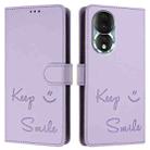 For Honor 80 5G Smile Embossing RFID Leather Phone Case(Light Purple) - 3