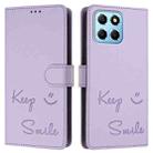 For Honor X8 5G Global/X6 4G Global Smile Embossing RFID Leather Phone Case(Light Purple) - 3