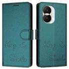 For Honor X40i 5G Smile Embossing RFID Leather Phone Case(Peacock Green) - 3