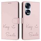 For Honor 70 Pro 5G Smile Embossing RFID Leather Phone Case(Pink) - 3