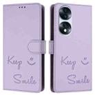 For Honor 70 Pro 5G Smile Embossing RFID Leather Phone Case(Light Purple) - 3