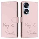 For Honor 70 5G Smile Embossing RFID Leather Phone Case(Pink) - 3