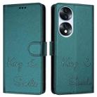 For Honor 70 5G Smile Embossing RFID Leather Phone Case(Peacock Green) - 3