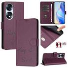 For Honor 70 5G Smile Embossing RFID Leather Phone Case(Violet) - 1