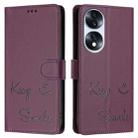 For Honor 70 5G Smile Embossing RFID Leather Phone Case(Violet) - 3