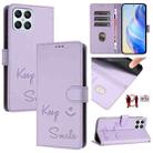 For Honor Play6T Pro 5G Smile Embossing RFID Leather Phone Case(Light Purple) - 1