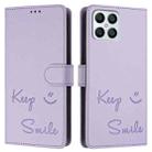 For Honor X8 4G/X30i 5G Smile Embossing RFID Leather Phone Case(Light Purple) - 3