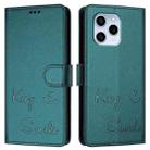 For Honor 60 SE 5G Smile Embossing RFID Leather Phone Case(Peacock Green) - 3