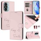 For Honor 60 Pro 5G Smile Embossing RFID Leather Phone Case(Pink) - 1