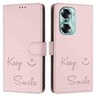 For Honor 60 5G Smile Embossing RFID Leather Phone Case(Pink) - 3