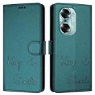 For Honor 60 5G Smile Embossing RFID Leather Phone Case(Peacock Green) - 3