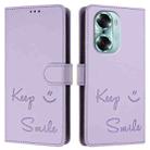 For Honor 60 5G Smile Embossing RFID Leather Phone Case(Light Purple) - 3