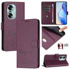 For Honor 60 5G Smile Embossing RFID Leather Phone Case(Violet) - 1