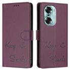 For Honor 60 5G Smile Embossing RFID Leather Phone Case(Violet) - 3